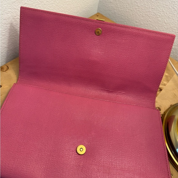Yves Saint Laurent- YSL Y Clasp Pink Leather Clutch